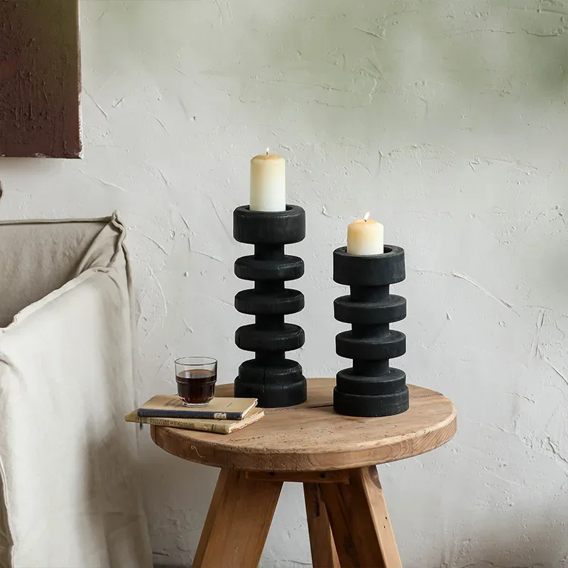 wind black thread wood candlestick furnishing articles to restore ancient ways do old antique household decorates