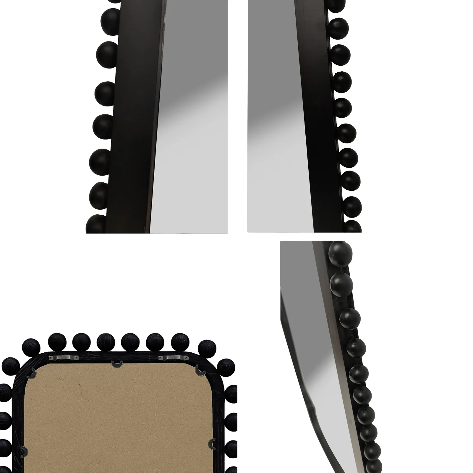 Nordic style black rectangular wooden living room entrance decorative mirror, modern light luxury wall hanging, home decoration