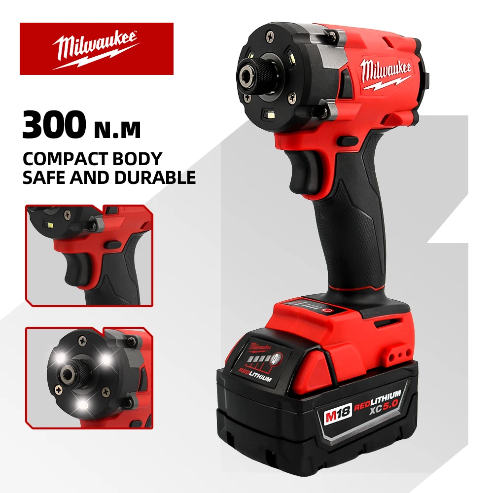 Milwaukee Brushless Impact Driver 300N.m Torque 1/2 Cordless Screwdriver Electric Drill Power Tools Apply To 18V Battery