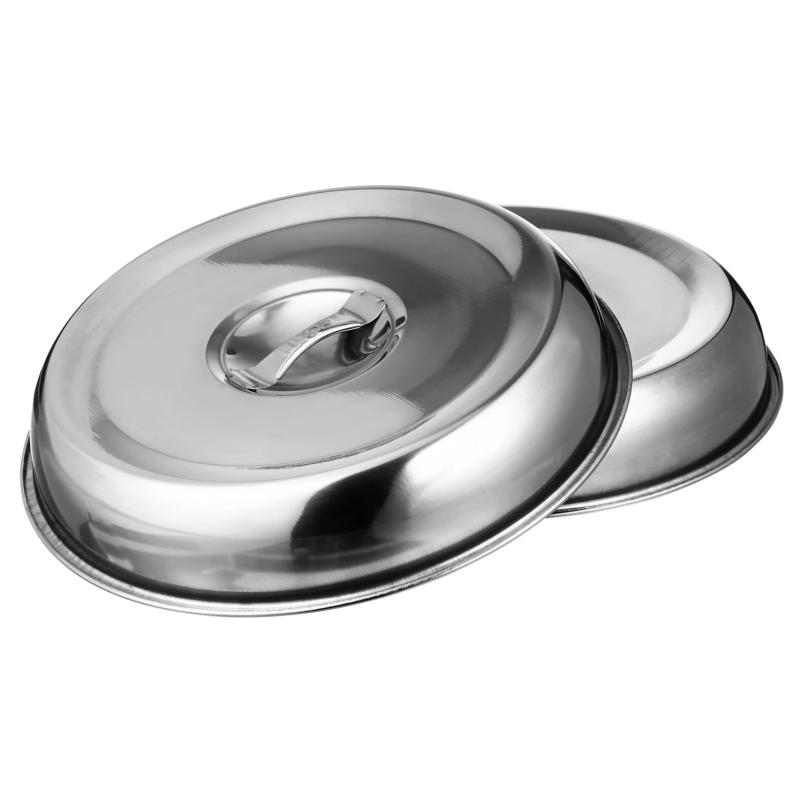 

2Pcs Stainless Food Cover Round Dome Grill Roasting Stainless Food Cover Pan Container Dish Hood Protective Kitchen Tools