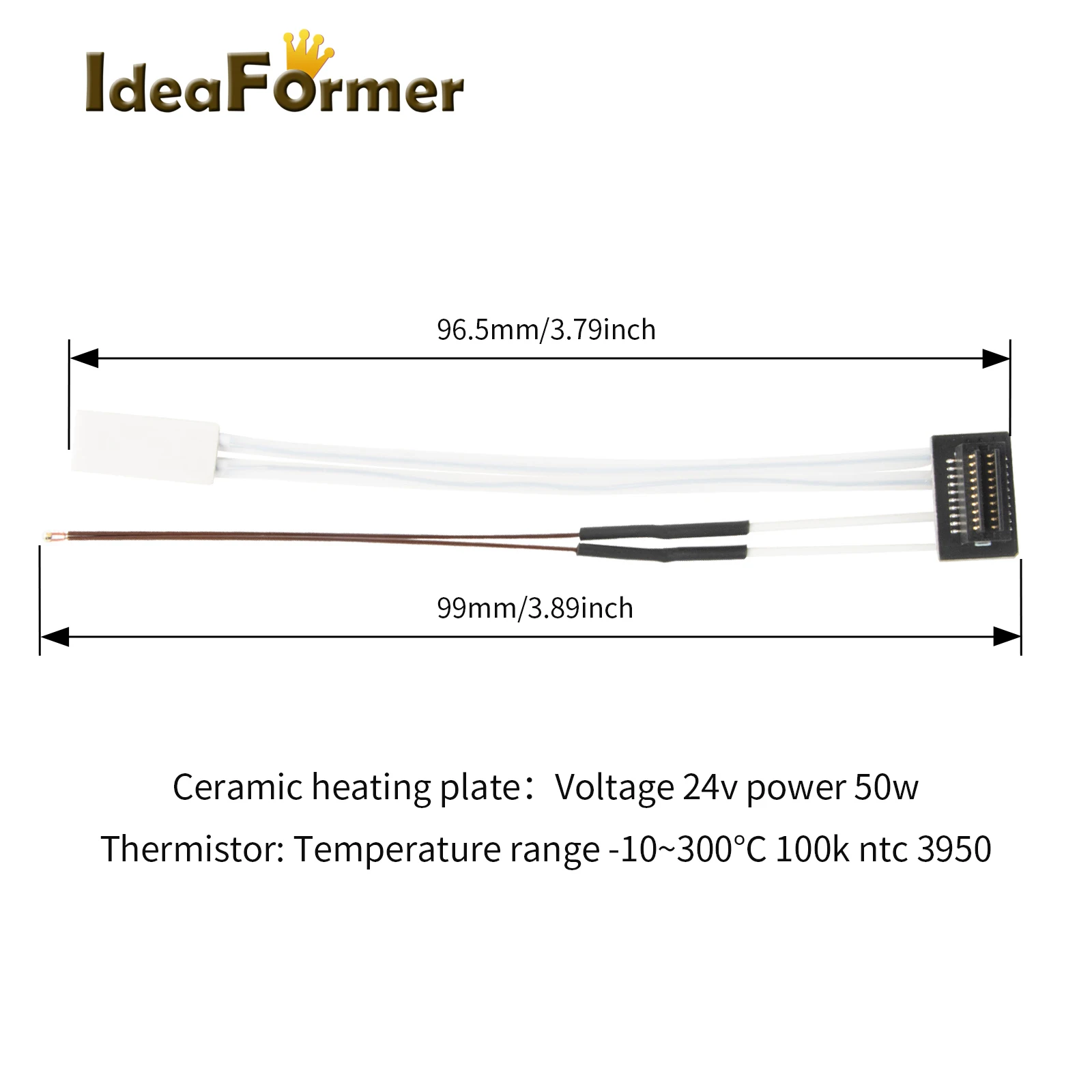 For Bambu Lab X1 P1P Thermistor 24V 50W Ceramic Cartridge Heater 100K NTC 3950 Thermistor Temperature Sensor for Bambulabs x1