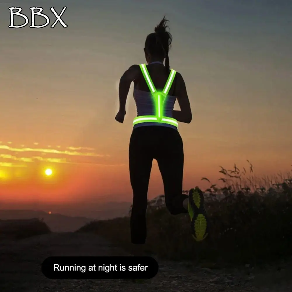 

Signal Light Reflective Vest Wear Resistant Durable Cycling Vest Reflective Strips Convenient Phone Key Pouch LED Vest Safety