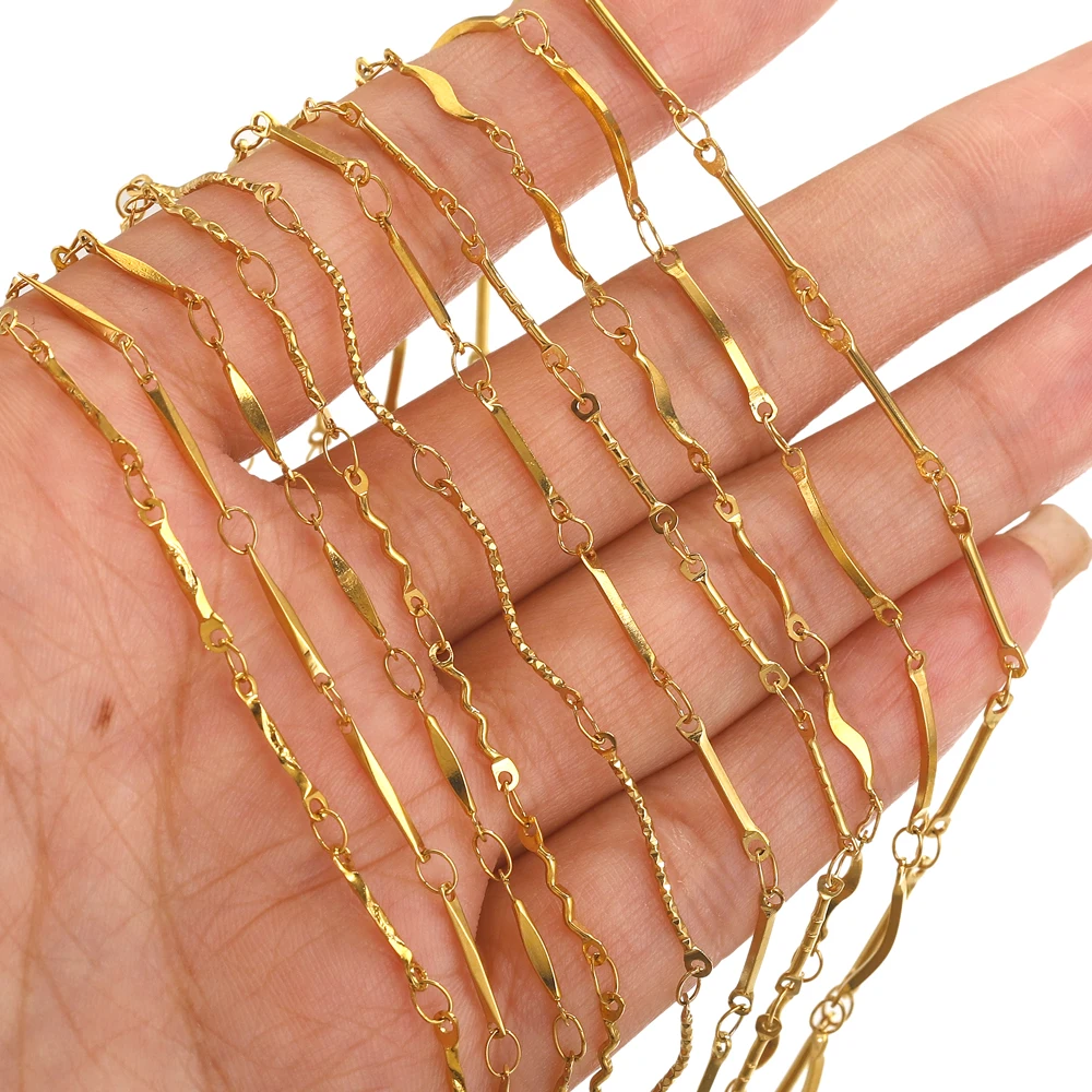 2Meters Stainless Steel Stick Thin Chains for Jewelry Making Wavy Wire Connection DIY Necklace Bracelet Jewelry Gold Body Chain