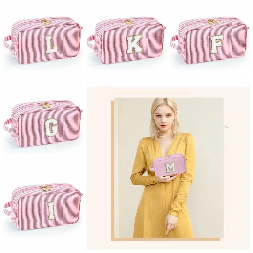 Double Zipper Design Large Capacity Pencil Case Classified Storage Large Capacity Letter Makeup Bag Easy To Clean Fashionable