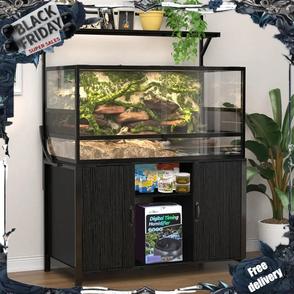 Reptile Tank Stand Stand with Cabinet for Accessories Storage 48