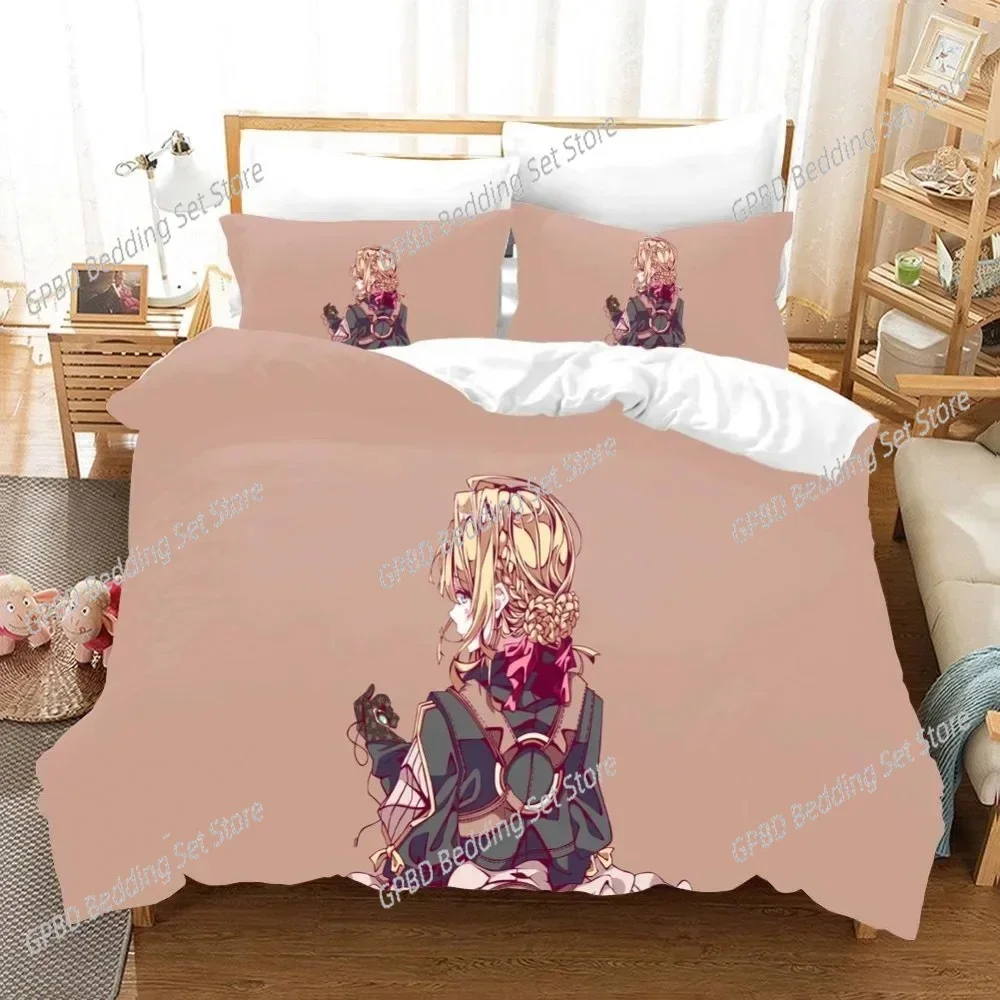 

Anime Violet Evergarden 3d Comfortable Duvet Quilt Cover Pillowcase Bedding Set Children Bedroom Decoration Home Textile