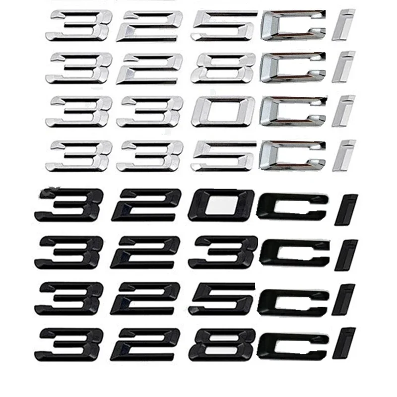 Image of Chrom Schwarz Auto Abzeichen Typenschild Styling Stamm Brief Emblem Logo Aufkleber Für 3 serie E46 325ci 328ci 330ci 335ci 645ci 840ci