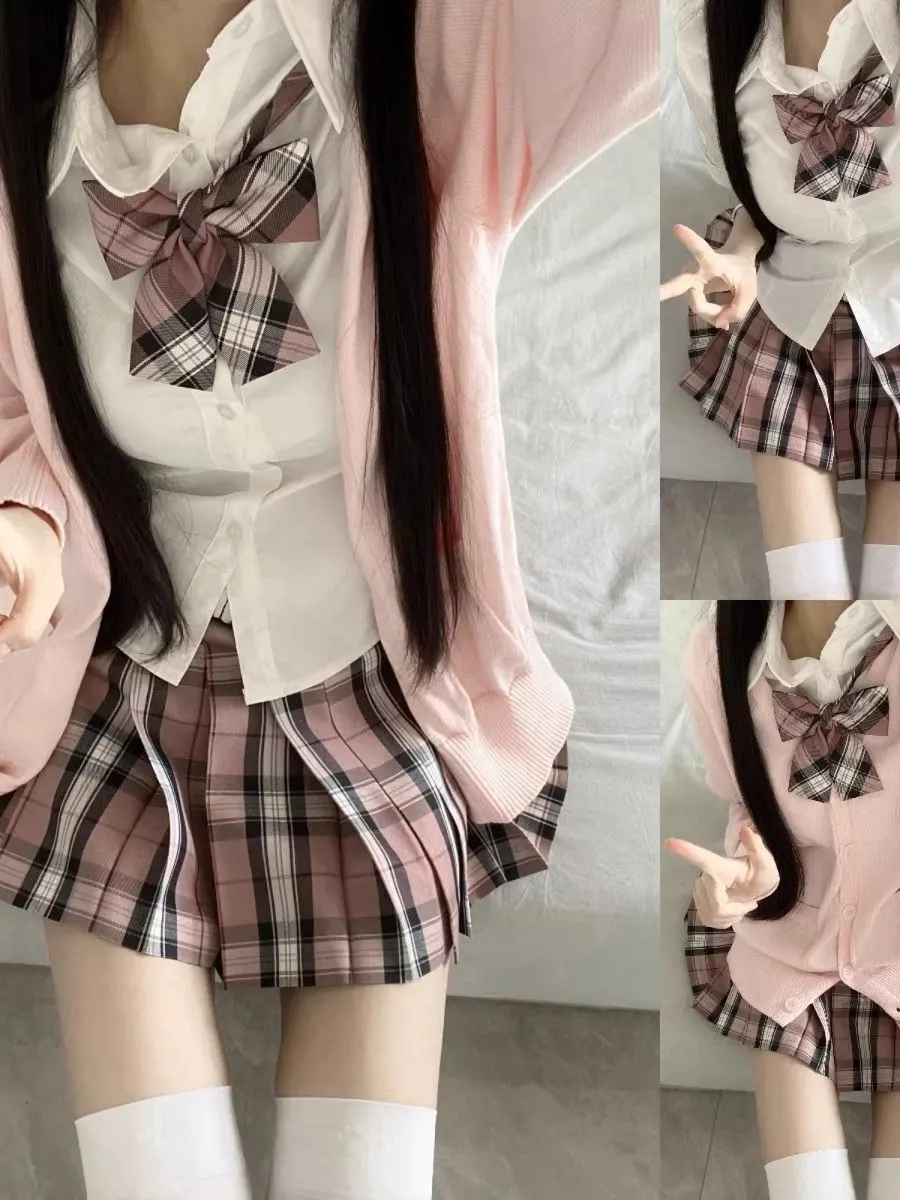 

Женский школьный orm вязаный кардиган, свитер, пальто, юбка, комплект футболок, осень-зима, японский ансамбль Sle Faion