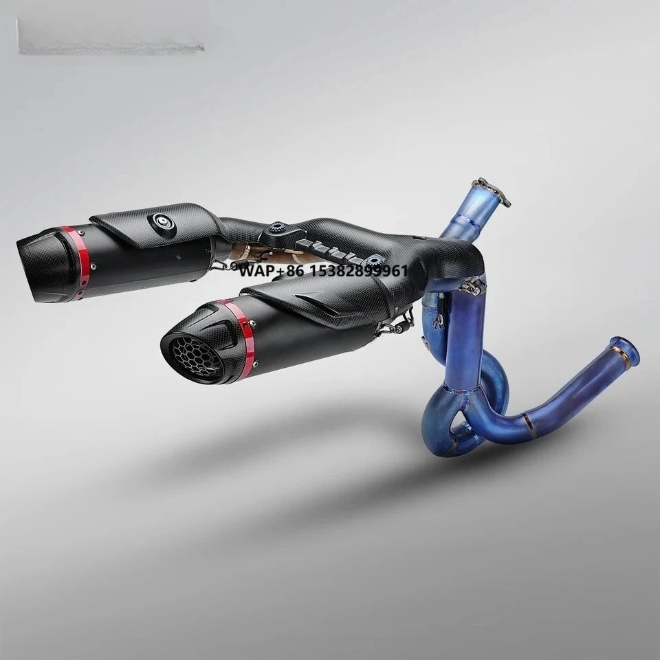 

NlkHanm Duca V2/V2S Motorcycle Full Titanium Exhaust System High-Position Dual Muffler Black