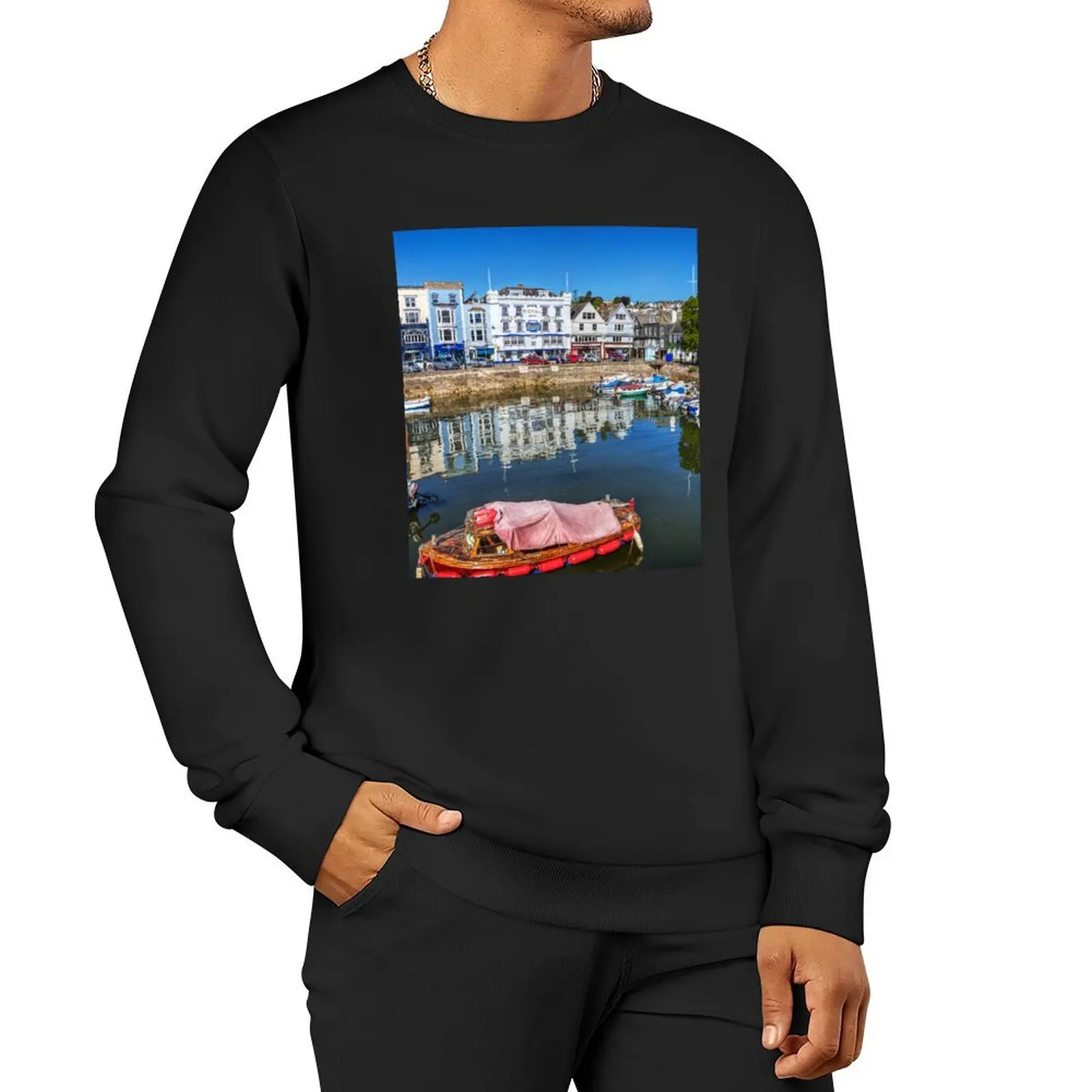 Dartmouth Harbour, Devon, UK Pullover Hoodie men's clothes autumn new products male clothes aesthetic sweatshirts