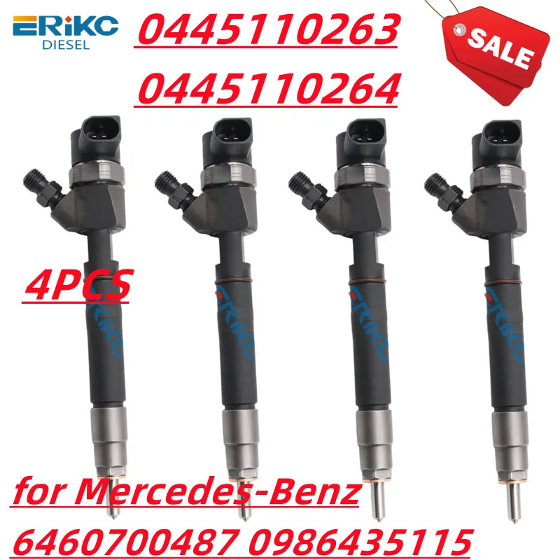 4PC 0445110263 Fuel Injector 0445110264 Auto Engine Nozzle 0986435115 0986435116 for Mercedes-Benz 6460700487