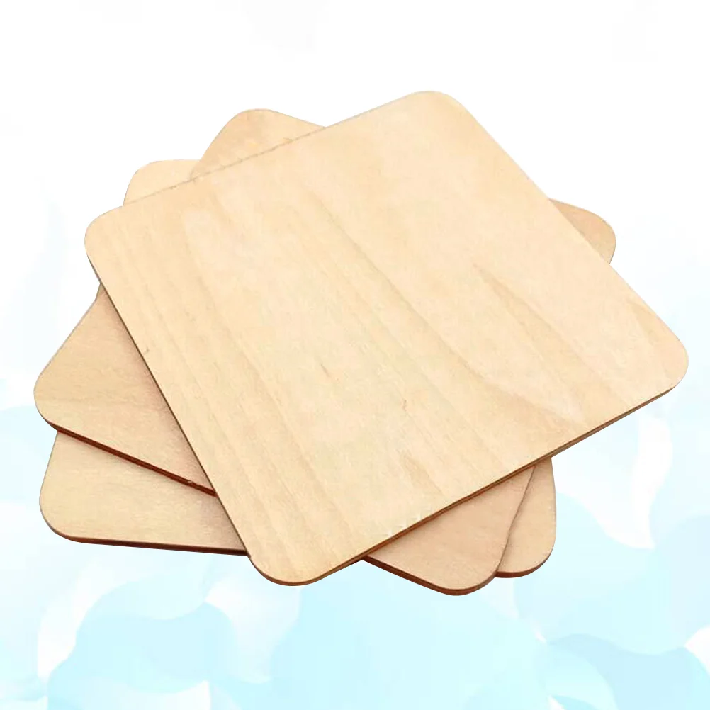 10 Pcs Square Scrapbook Supplies Bamboo Home Accents Decor Wooden Slice for Craft