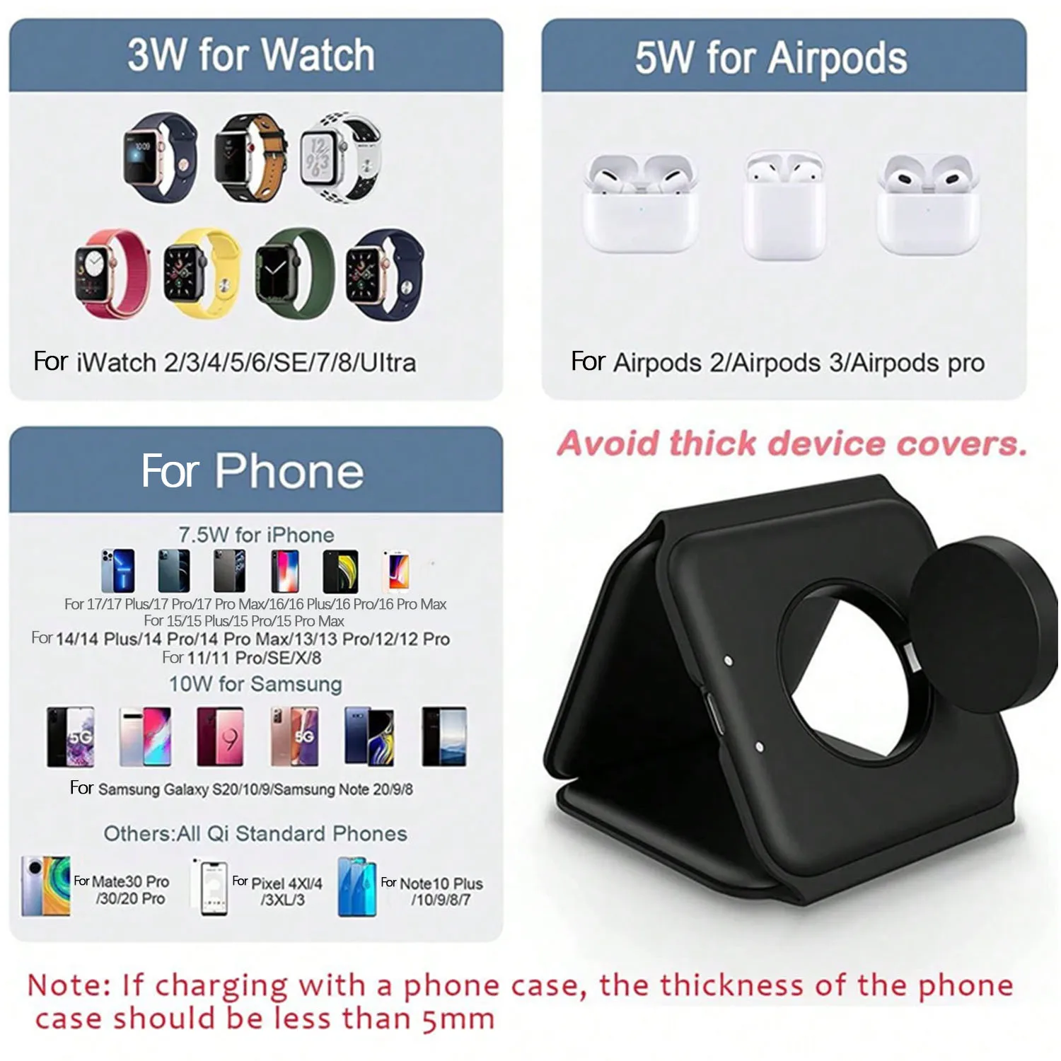 3 In 1 Wireless Charging Station Magnetic Fast Charging 18W Foldable For IPhone 16 15 14 13 12 Pro/Pro Max/Plus/Watch & Airpods