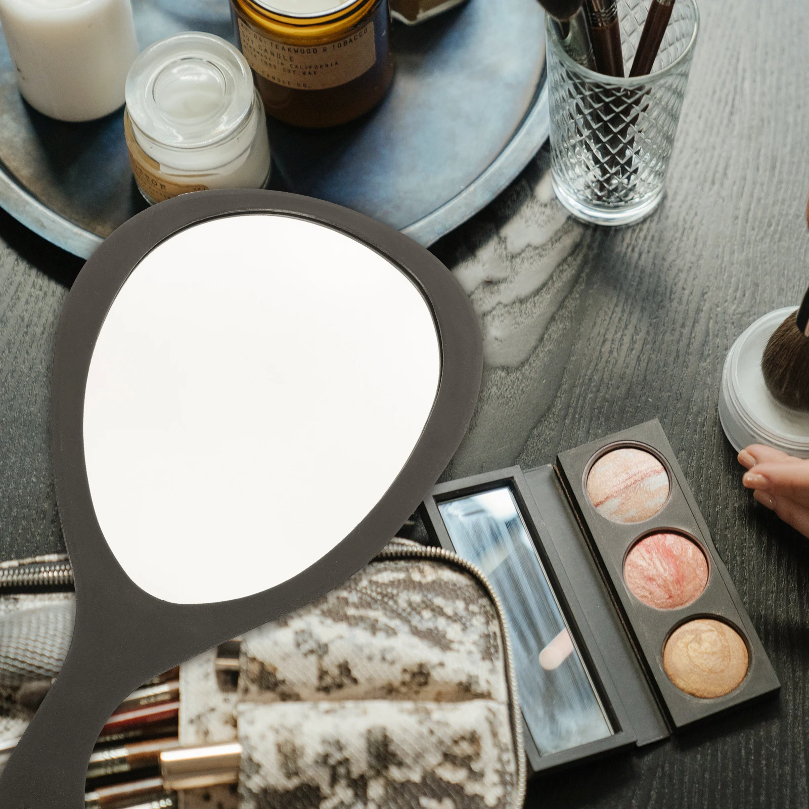 

Handle Round Mirror Purse for Women Beauty Handheld Make up Abs Frame Makeup Portable