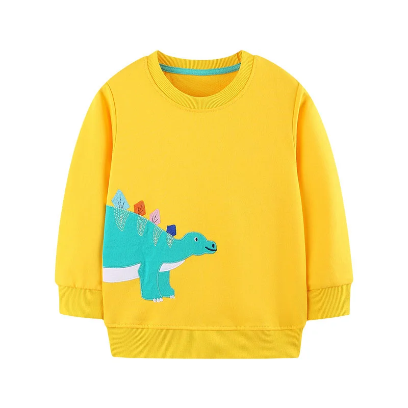 

2-7T Dinosaurs Yellow Cotton Boys Sweatshirts Children's Sport Shirts Long Sleeve Kids Autumn Spring Clothes