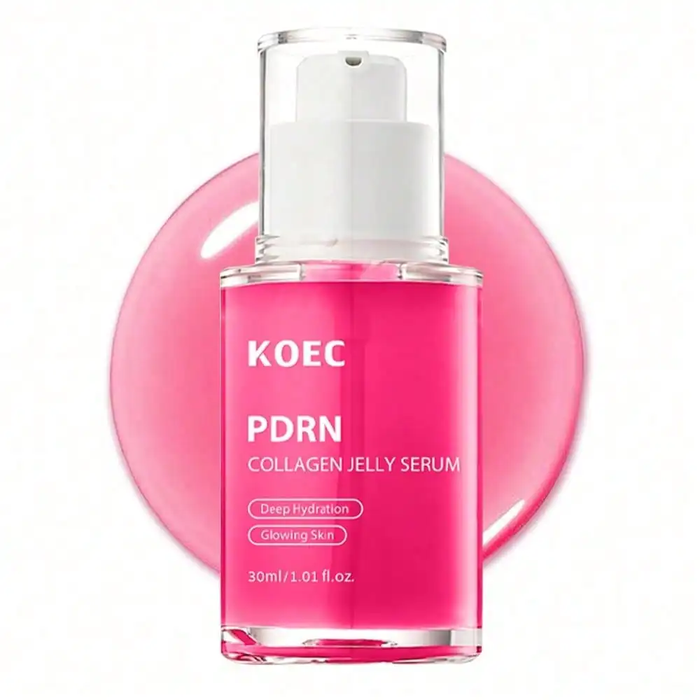 KOEC PDRN Collagen Jelly Facial Serum multi-nutrient complex relieves skin irritation and sensitivity, accelerates skin metabolism, repairs tired dull skin to maintain smooth, resilient glowing texture.