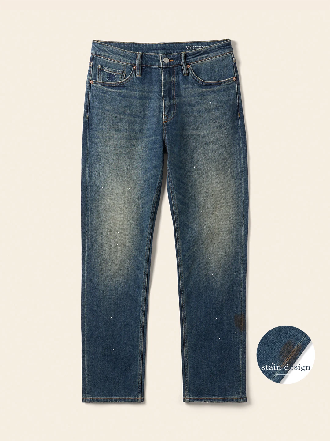 SIMWOOD High Standard 2025 Autunno Comodo Jeans affusolati Uomo 12oz Tessuto elastico Vernice Splatter Pantaloni in denim