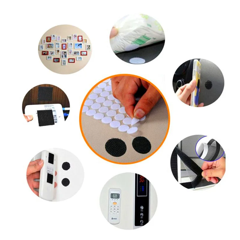 Dots Hooks and Loops Strong Self Adhesive Fastener Tape Dots Glue Sticker for Double Sided Sewing10/15/20mm