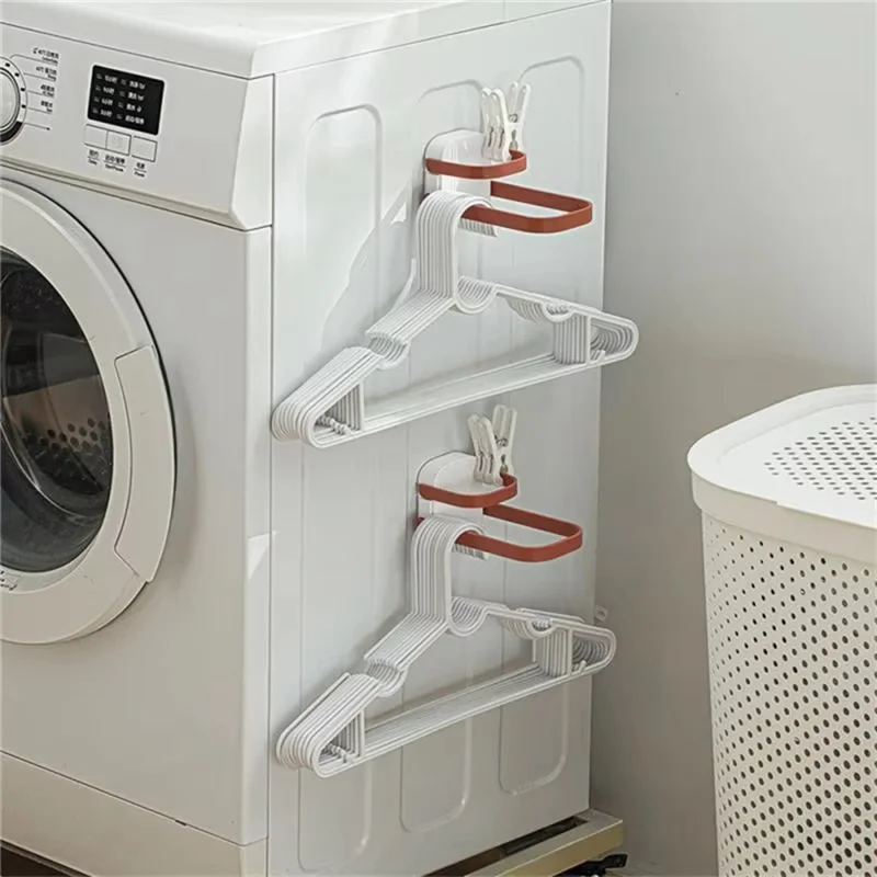 A77I شماعات ملابس متعددة الوظائف تخزين الرف لكمة خالية الحائط طبقة مزدوجة طوي رف ملابس تخزين الرف