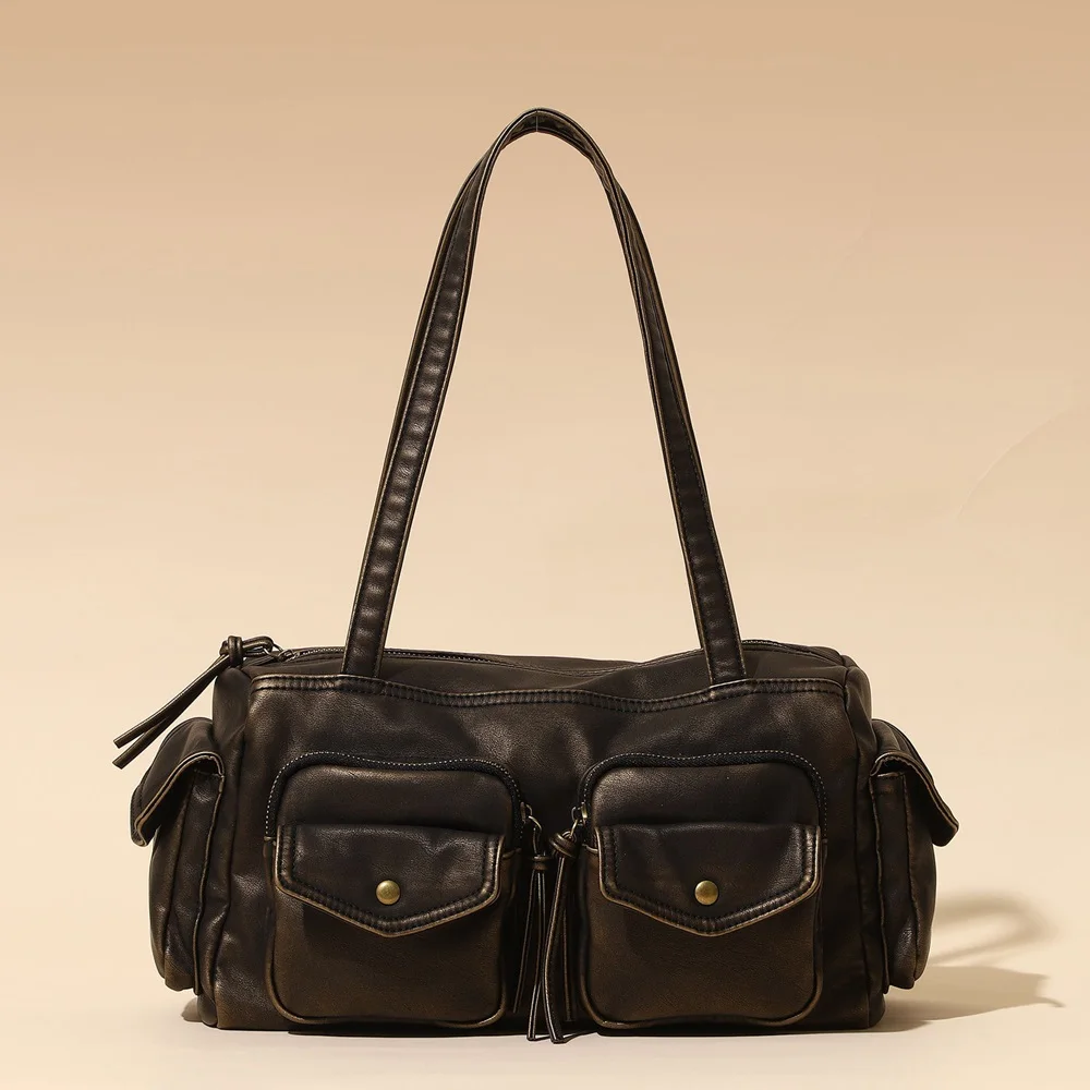 

Venn Angel PU Handbg Women's Shoulder Bag Soft Fashion Tote Large Capacity Crossbody Shoulder Bag Bronze Handbag Purse