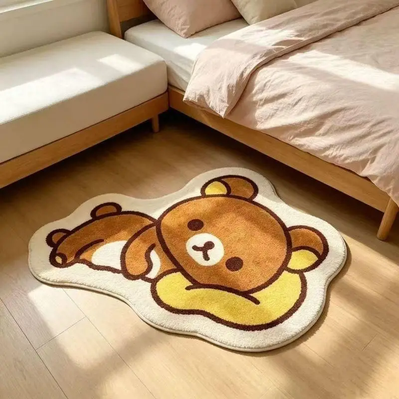 VIKAMA Kawaii Sleeping Bear Cartoon Graphic Mat Anti Slip Durable Pad For Bedside Living Room Home Decor