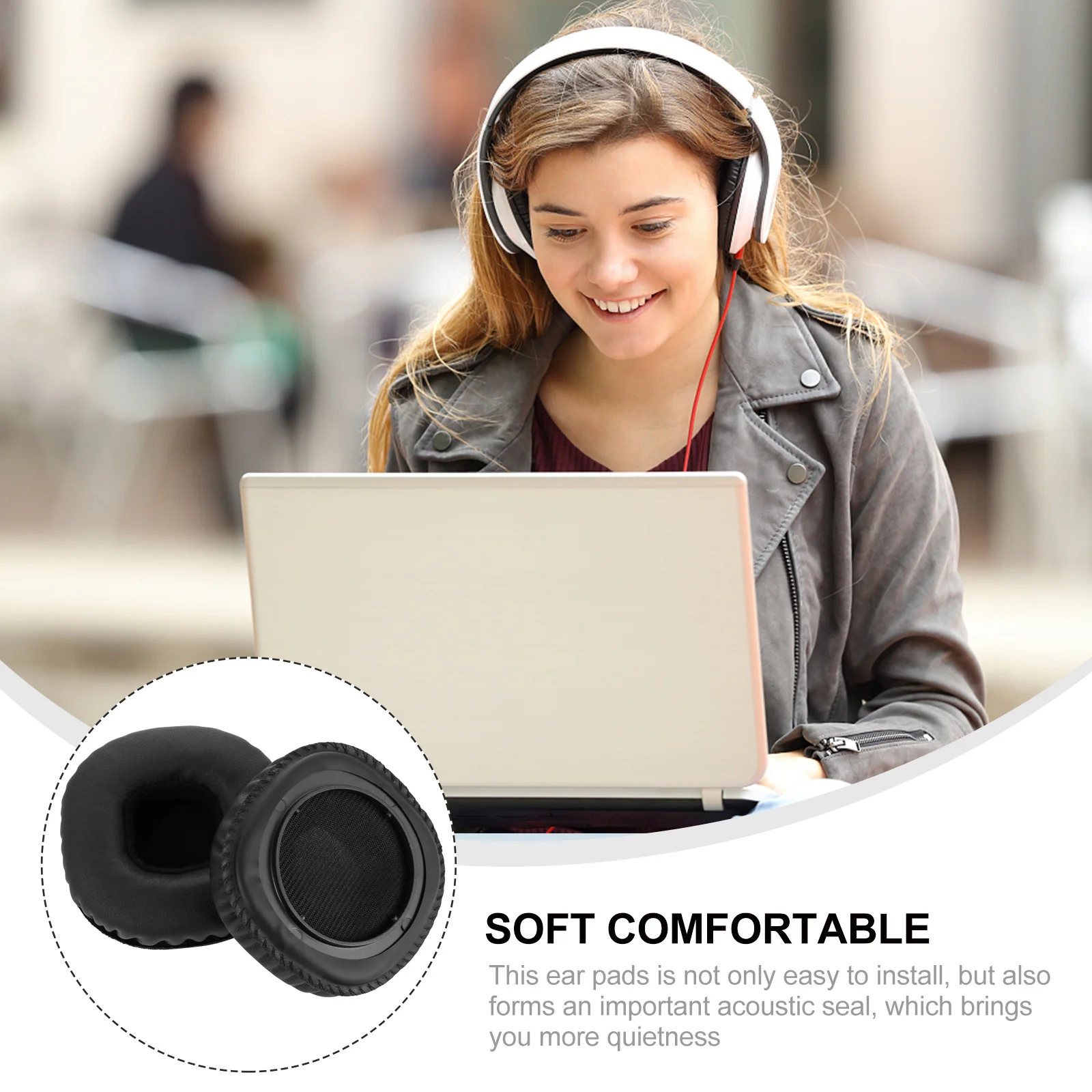 

1Set Sponge Headset Cushion Comfortable Skin-Friendly Ear Pads with Perfect Fit for Pure Replacement