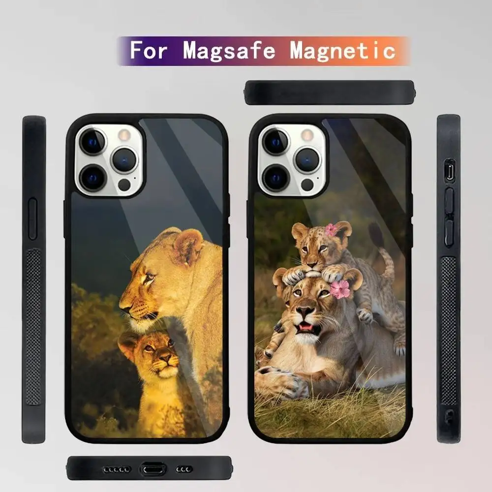 

Cute Lion cub Phone Case For iPhone 16,15,14,13,12,11,Plus,Pro,Max Mini Magsafe Magnetic Wireless Charging