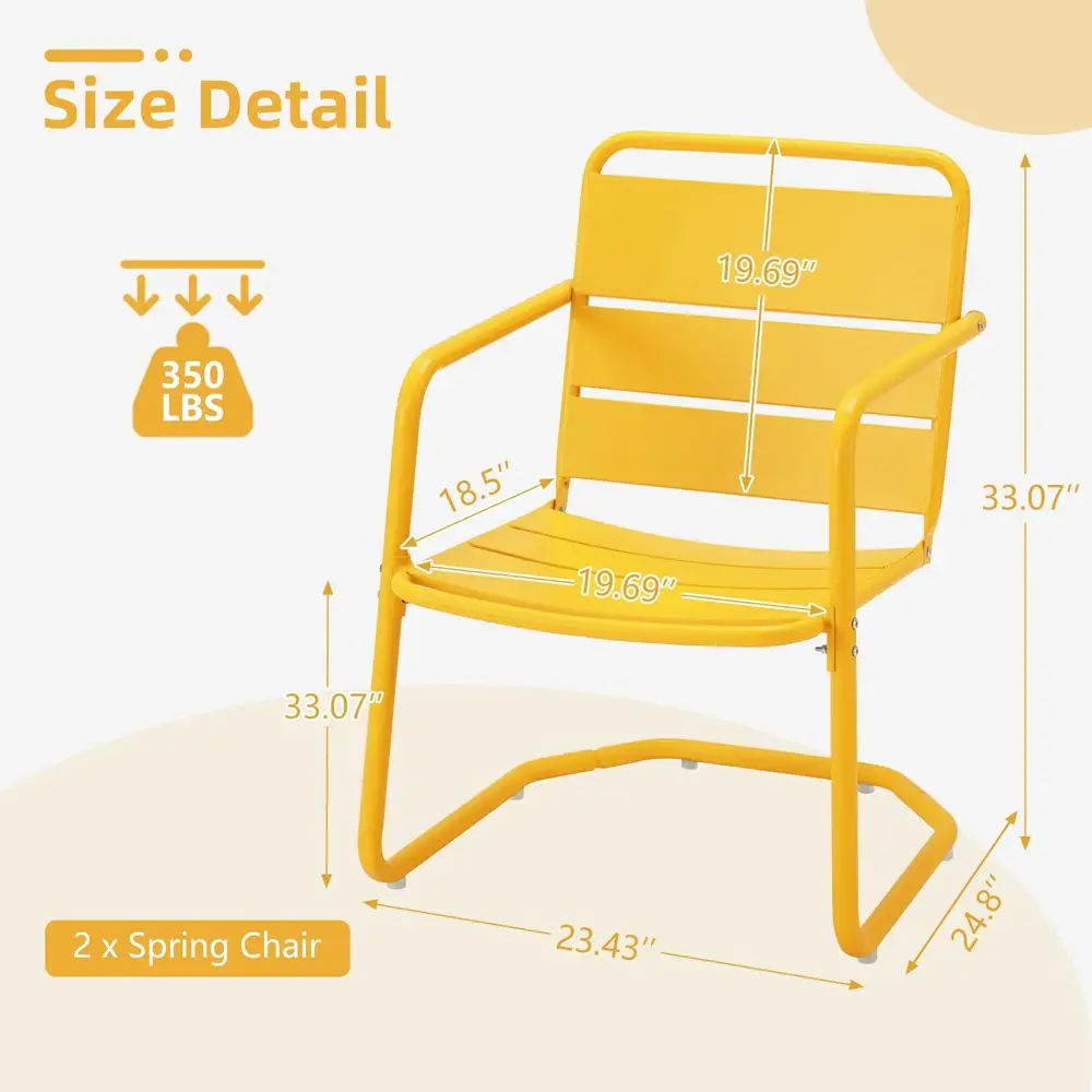 

Комплект из 2 стульев для патио, маленький набор садовой мебели, 2 металлических стула CSpring, комплект для улицы в стиле бистро для балкона, веранды, зоны у бассейна