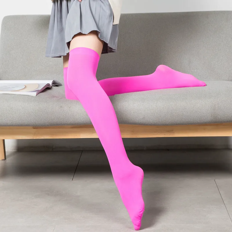Calzini lunghi sexy in tinta unita bianco nero da donna sopra il ginocchio calze alte sopra il ginocchio calze al ginocchio calde da donna Lolita