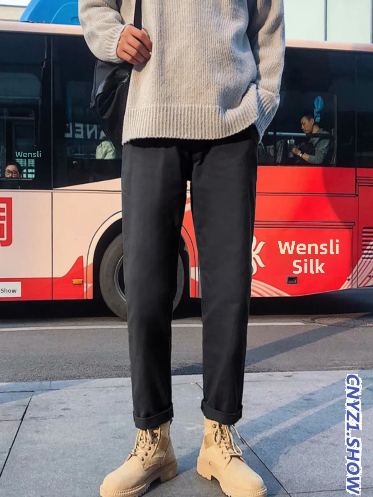 

Мужские повседневные свободные прямые хлопковые брюки с девятью зубцами и эластичной резинкой на талии, тонкая весенне-осенняя рабочая одежда в японском стиле ретро