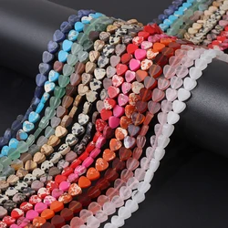 6mm Natural Heart Shape Stone Bead Pink Quartz Agat Flat Loose Spacer Beads For Jewelry Making DIY Bracelet Necklace Accessories