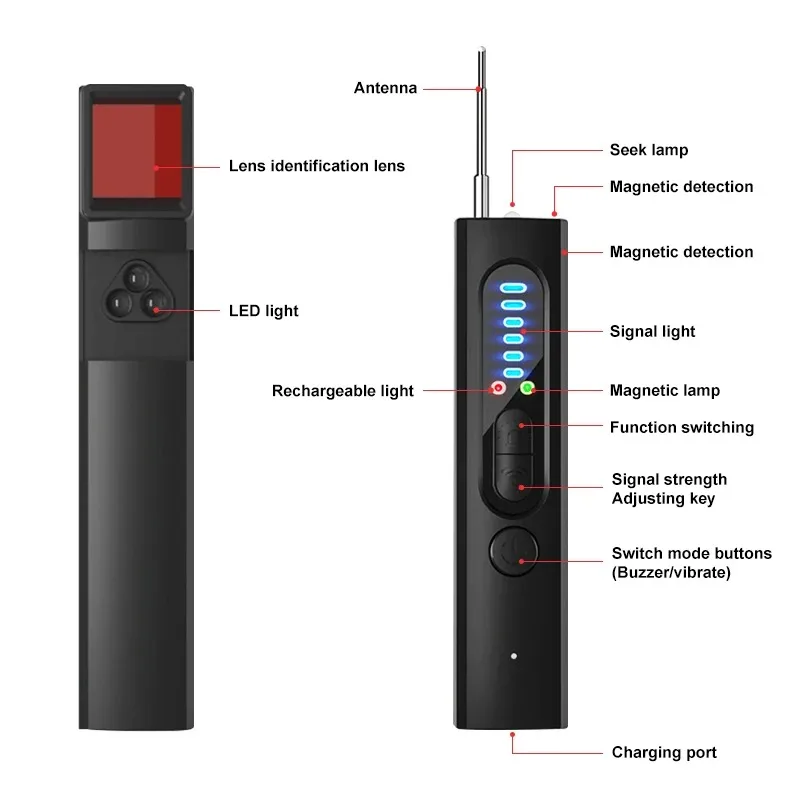 X13 숨겨진 카메라 감지기, 안티 스파이 자동차 GPS 트래커, 청취 장치, 버그 RF 무선 모든 신호 스캐너 가제트