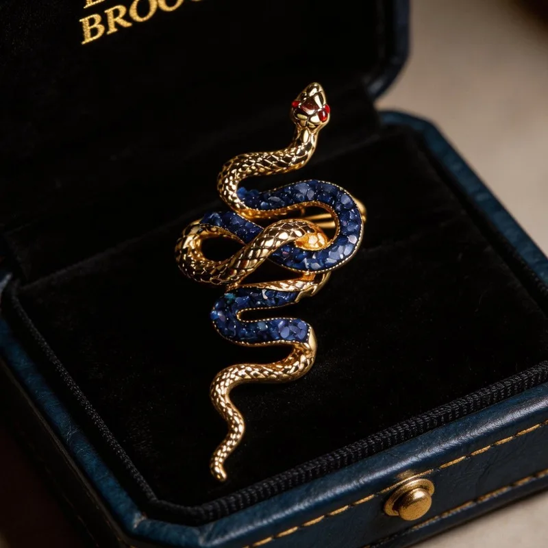 

Crystal Diamond Snake Brooch Personalized High End Luxury Elegant Pin For Women Premium Sense Stunning Good Luck Corsage Gift
