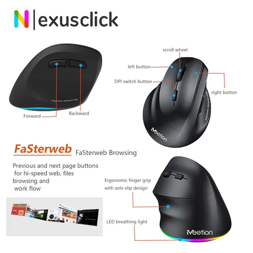 Imagen 2 del producto Ratón inalámbrico de mano izquierda, Mouse Bluetooth para Gamer, ergonómico, silencioso, 2400DPI, para MacBook, tableta, ordenadores portátiles, ordenador, PC, 2,4G