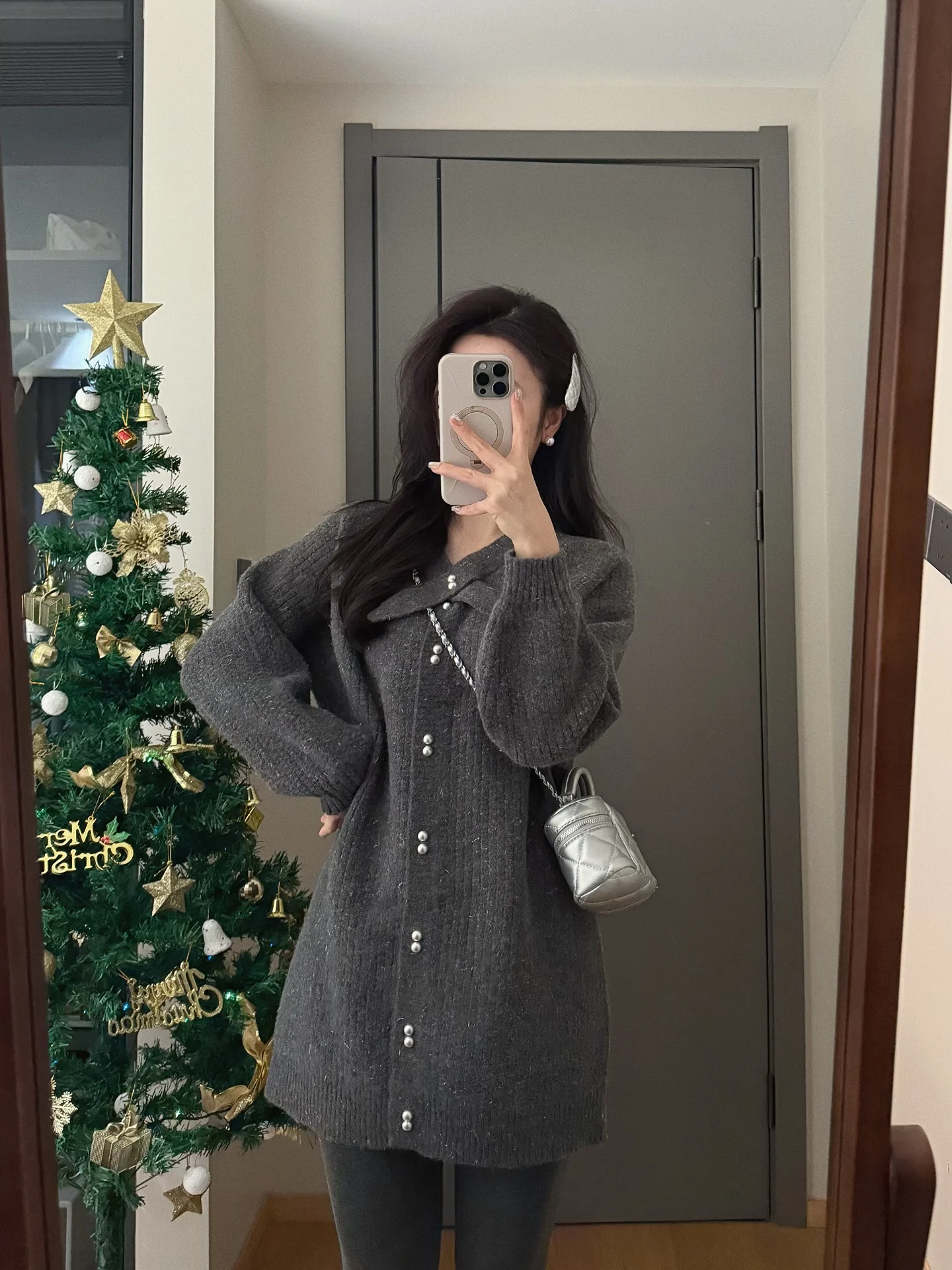 

Милый свободный вязаный свитер для женщин с круглым вырезом, зимняя новинка, модная корейская версия, длинный рукав