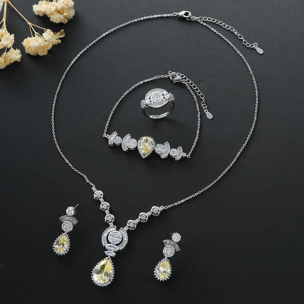 

Luxury Trendy Waterdrop Ladies' Cubic Zirconia Bridal Gifts Wedding Jewelry S546