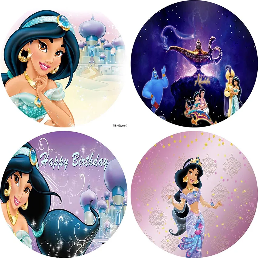 

Round Circle Photography Background Backdrop Jasmine Princess Aladdin Birthday Party Decoration Photo Photographic Studio