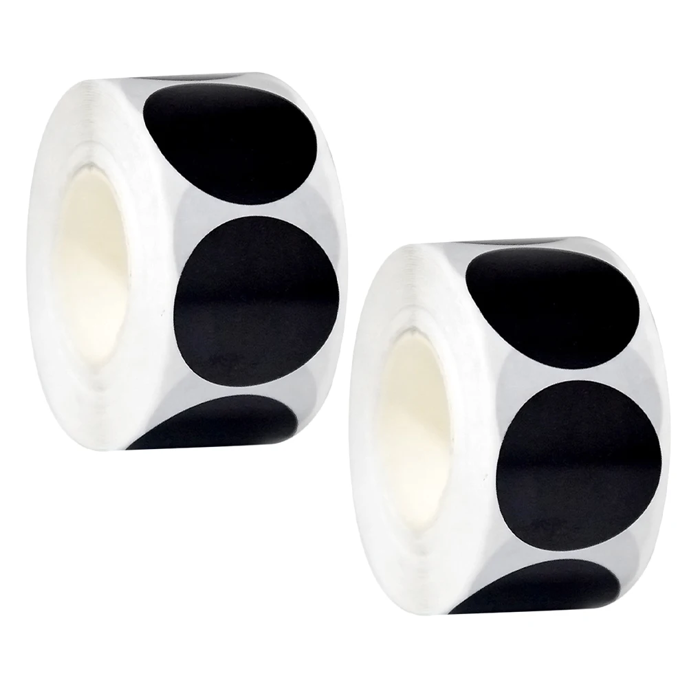 

2 Pcs Black Dot Sealing Sticker Circle Stickers Waterproof Round Coding Labels