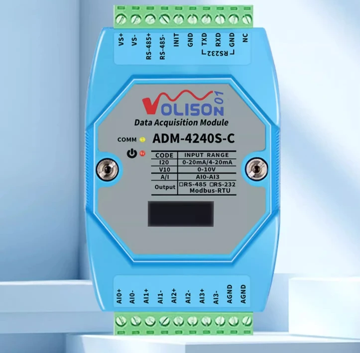 アナログ信号取得モジュール、4チャンネル、4チャンネル、0-10v、0-20maから485-modbus、adm-4240s-c