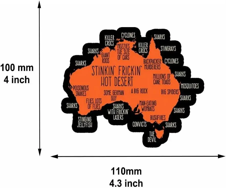Picture 3: 2pcs 100 X 110mm Australia Explained Funny Decal Sticker for Car Truck Bumper Laptop Window