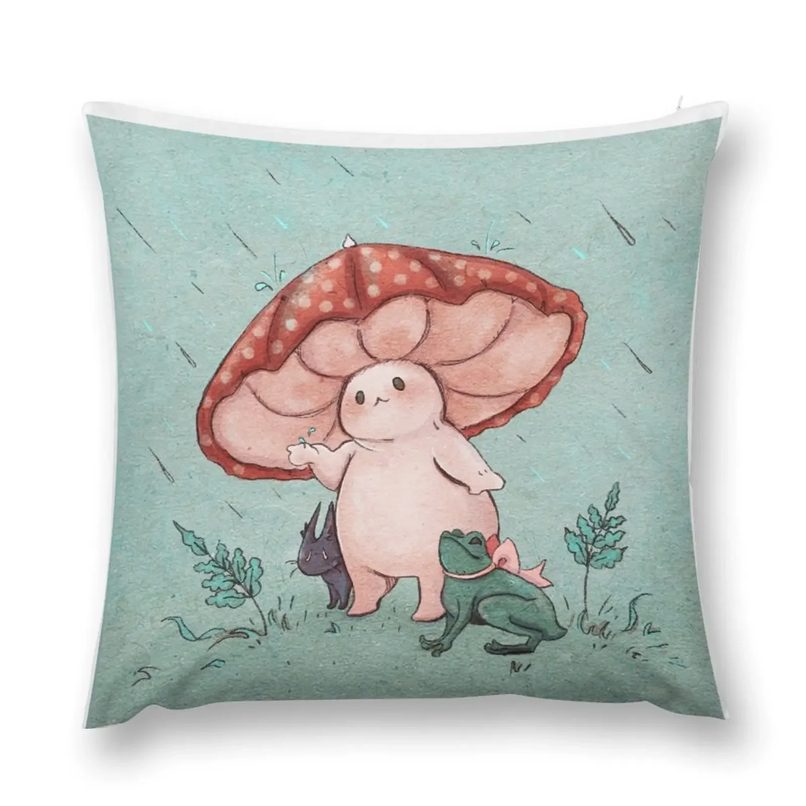 

Mushroom Umbrella on a Rainy Day Throw Pillow sleeping pillows Sofa Cushion Cover Pillowcases For Pillows pillow