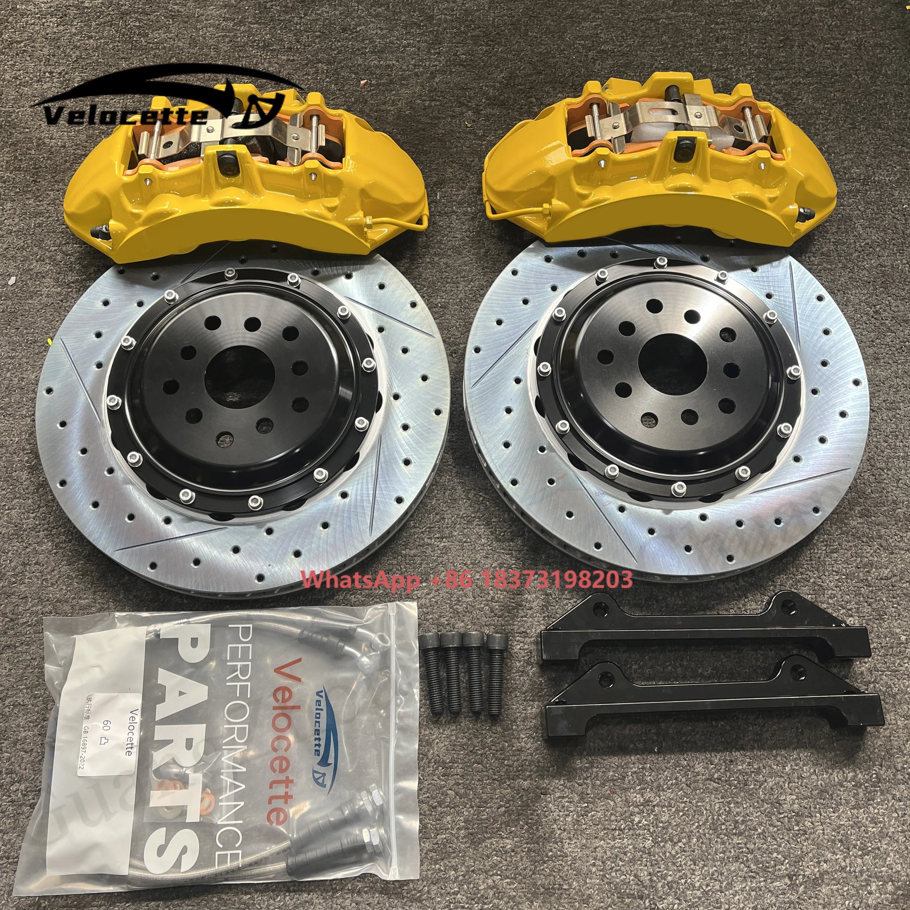 Niestandardowe żółte 6-tłoczkowe zaciski hamulcowe z niestandardowymi tarczami hamulcowymi 355 mm do Subaru WRX STI Isuzu D-Max Benz W207 E46 E92 M3 E90