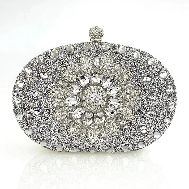 New Shell Bag Full Diamond Glitter Glass Set Diamond Bag Birthday Wedding Banquet Bag Fashion Clutch Bag Dinner Bag