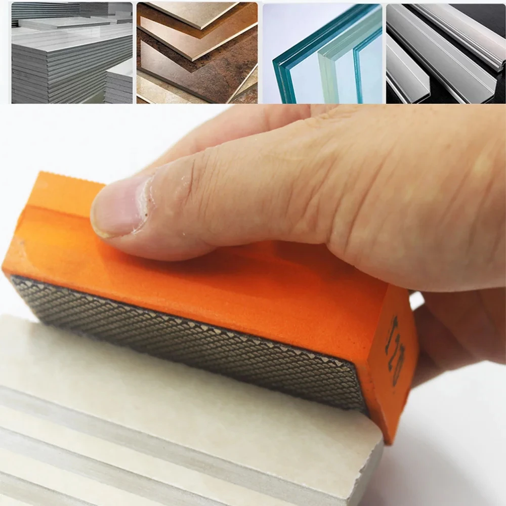 Diamond Polishing Hand Wipe Block, Almofada de mão para telha cerâmica Vidro Edging Dressing Metal Wood Finish, 90x60mm