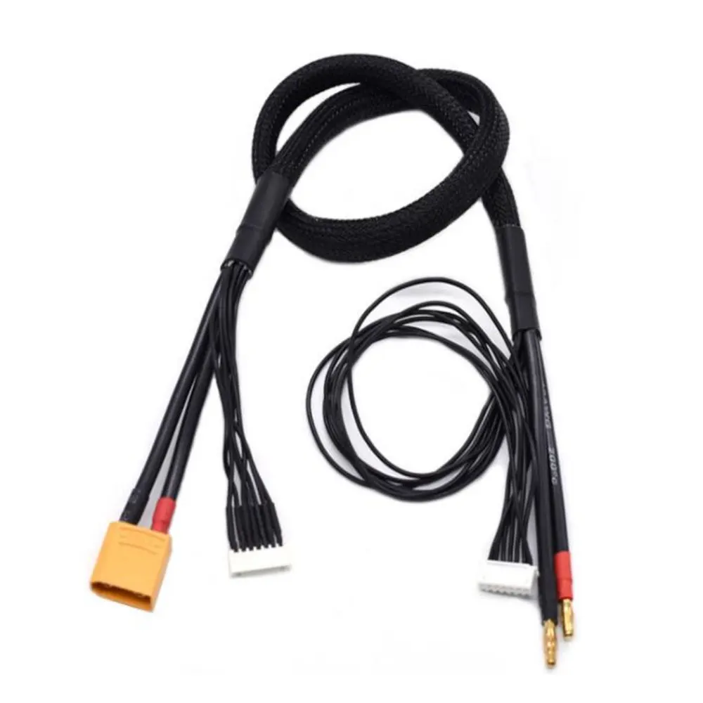 

6S XT90 900 мм балансный зарядный провод 4 мм многопулевой штекер с черным проводом 10AWG 700 мм