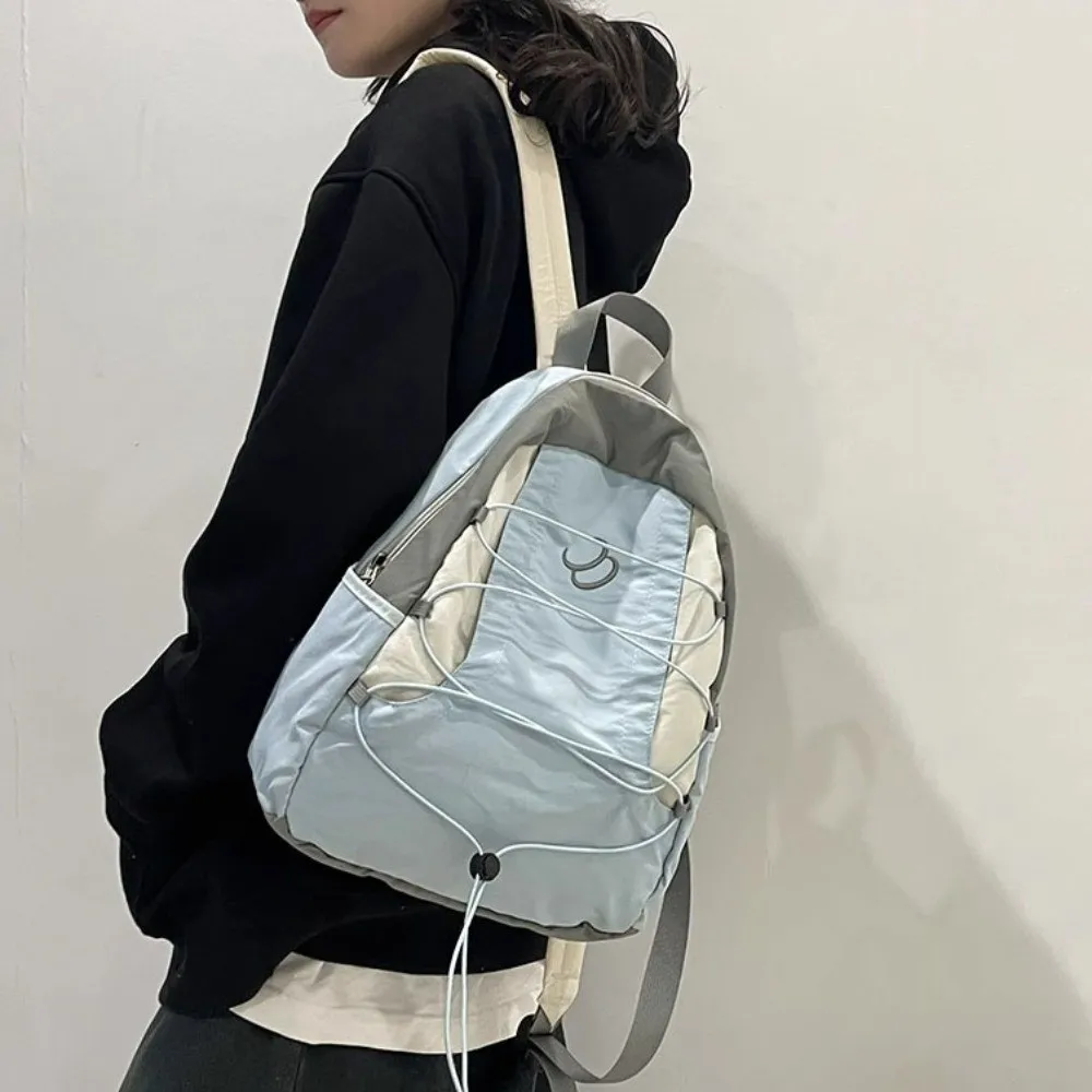 

Легкий рюкзак в стиле пэчворк с контрастными цветами, эстетичные нейлоновые сумки через плечо в стиле Y2K, универсальный повседневный школьный рюкзак для студентов, для активного отдыха