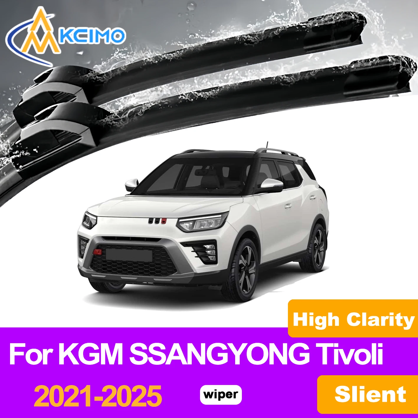 

KCIMO 2PCS Front Windshield Wiper Blades For KGM SSANGYONG Tivoli 2021-2025, All Weather Water Repellent Wipers Auto Accessories