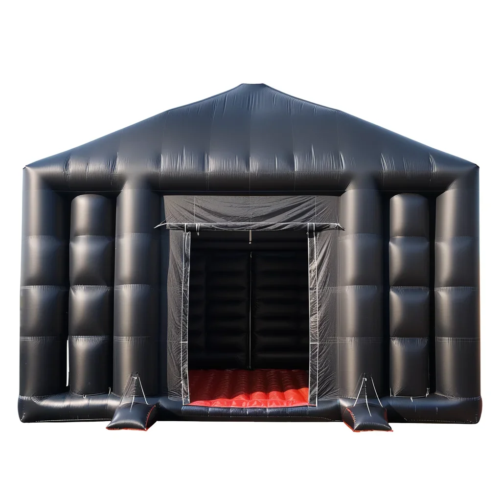 

z Large Black Blow up Cube Disco Tent Big Mobile Portable House Pavilion Inflatable Night Club for Backyard Wedding Party