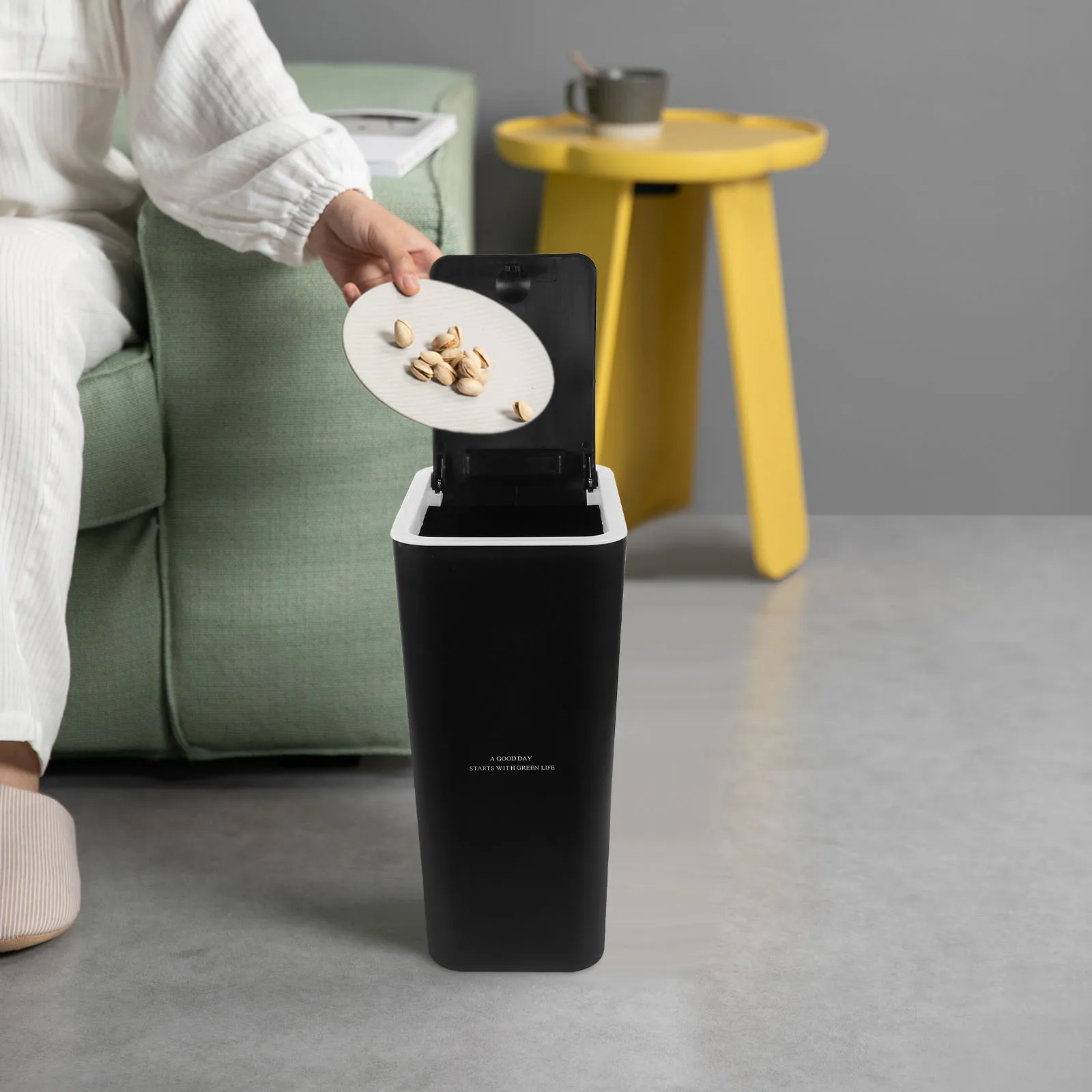 

Press Type Trash Can Thickened Slim Design For Bathroom Kitchen Bedroom Office Home Nordic Style Waste Container Narrow Space