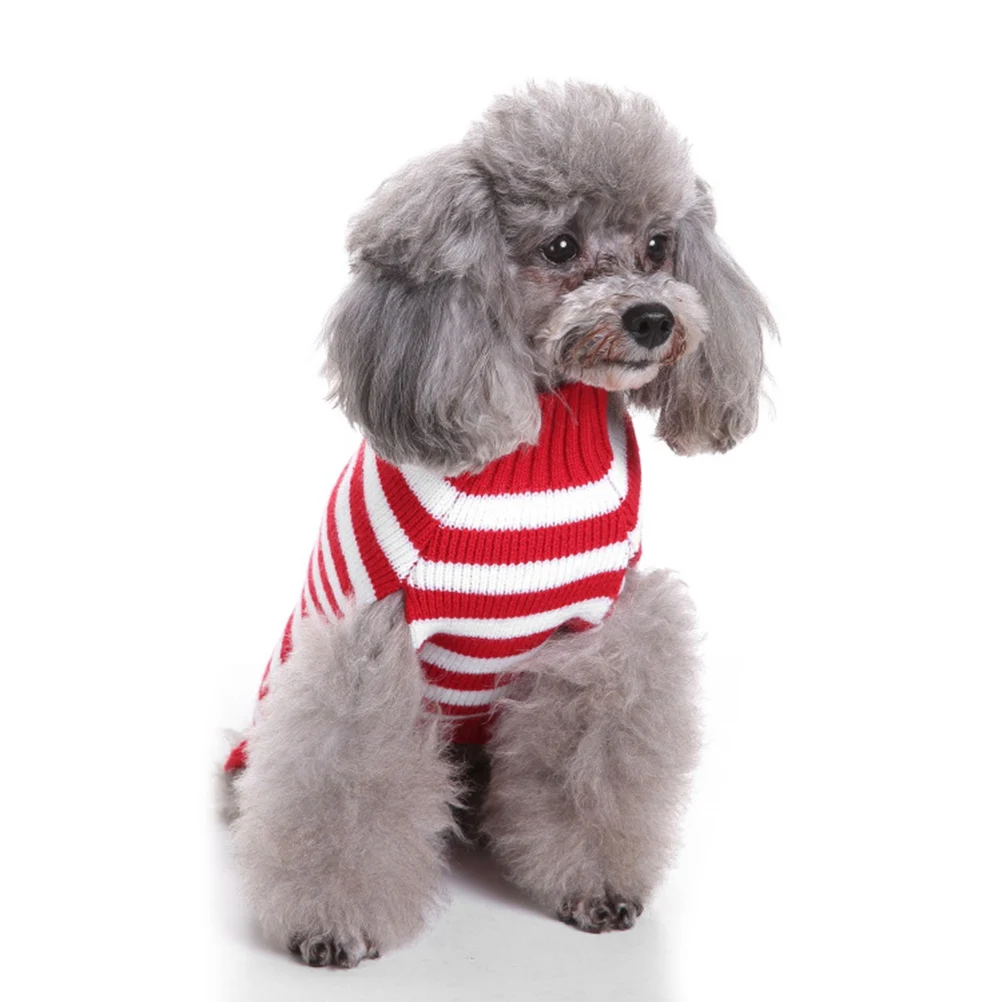 

Christmas Pet Sweater Santa Claus Printed Turtleneck Small Dog Winter Coat Festive Puppy Clothes Warm